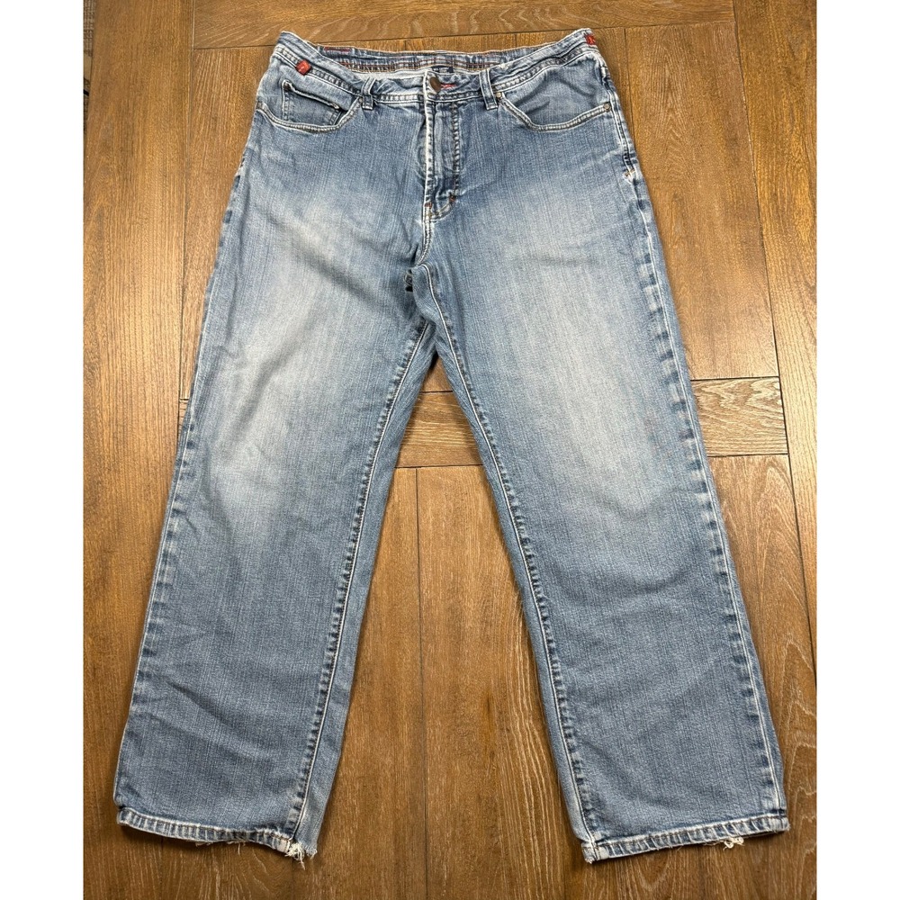 Worn Addictive Jeans Men's 36x30 Blue Denim Straight Leg Distressed Hem